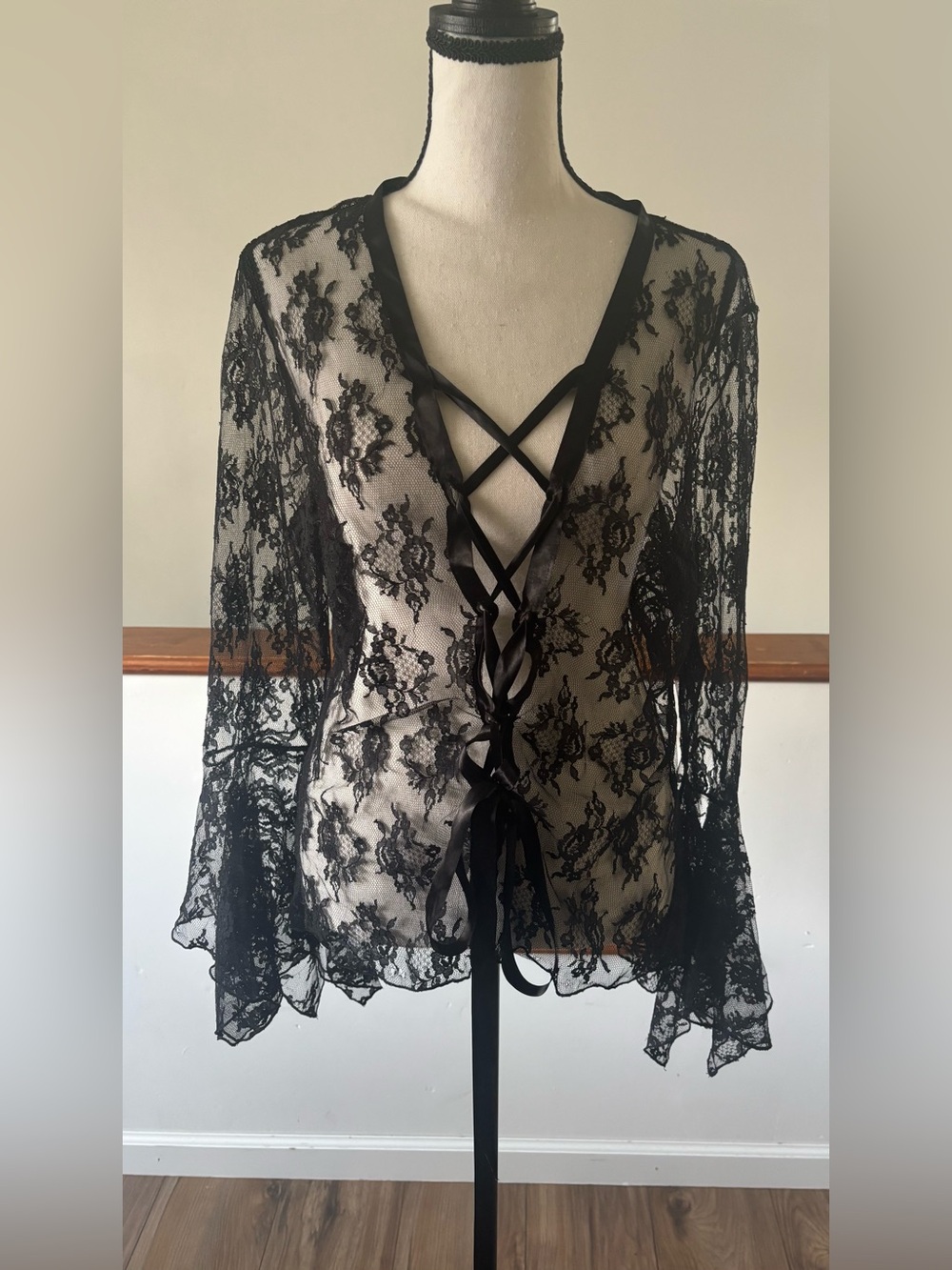 Frederick’s of Hollywood Vintage Black Lace Top